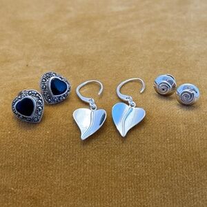Set of Three Silver Earrings
